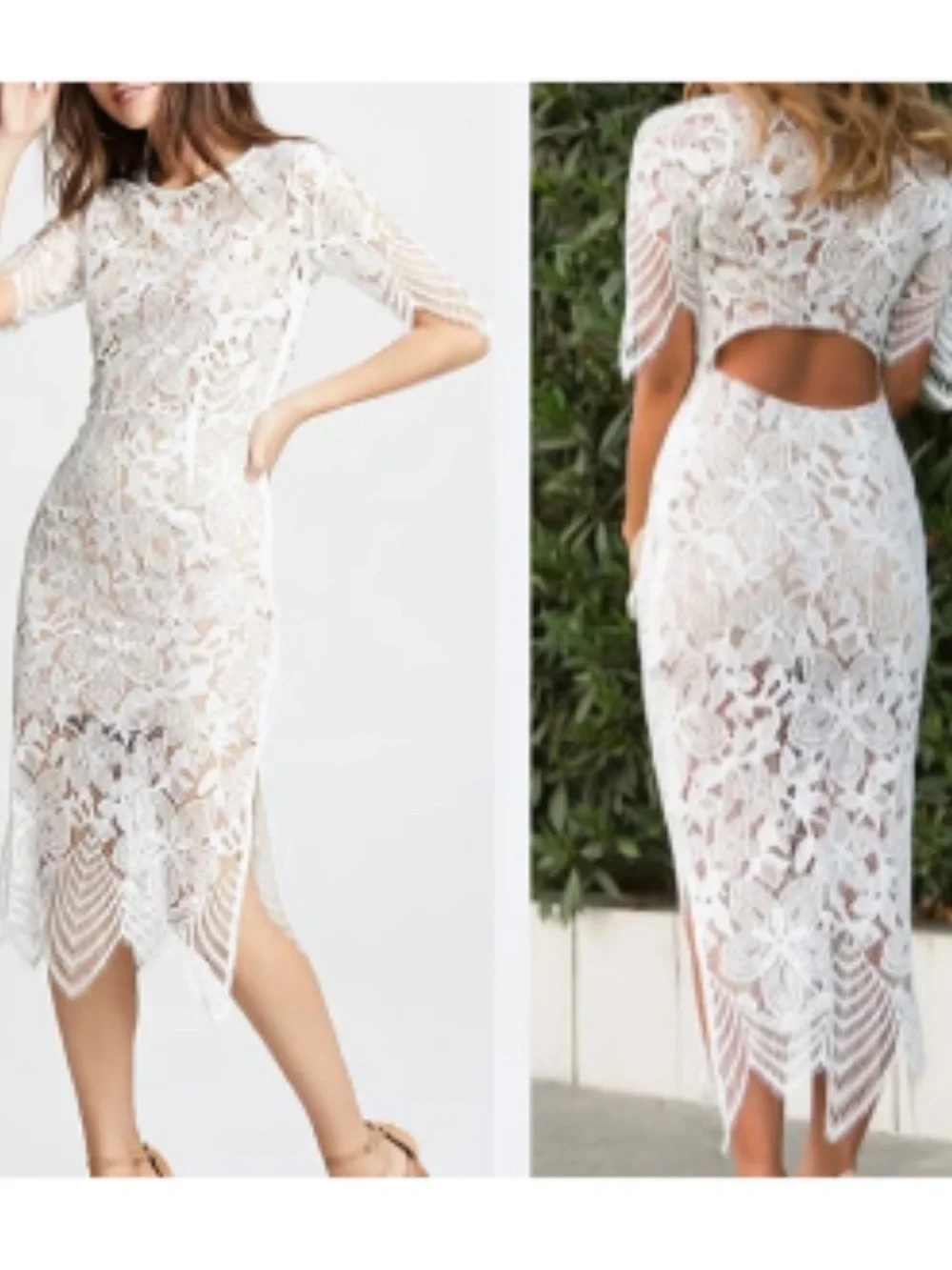 For Love And Lemons White Floral Lace Midi Dress - Picture 2 of 8